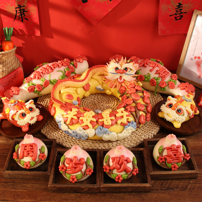 盖盖有口福胶东花饽饽宝宝满月百岁儿童周岁生日抓周馒头花馍面食