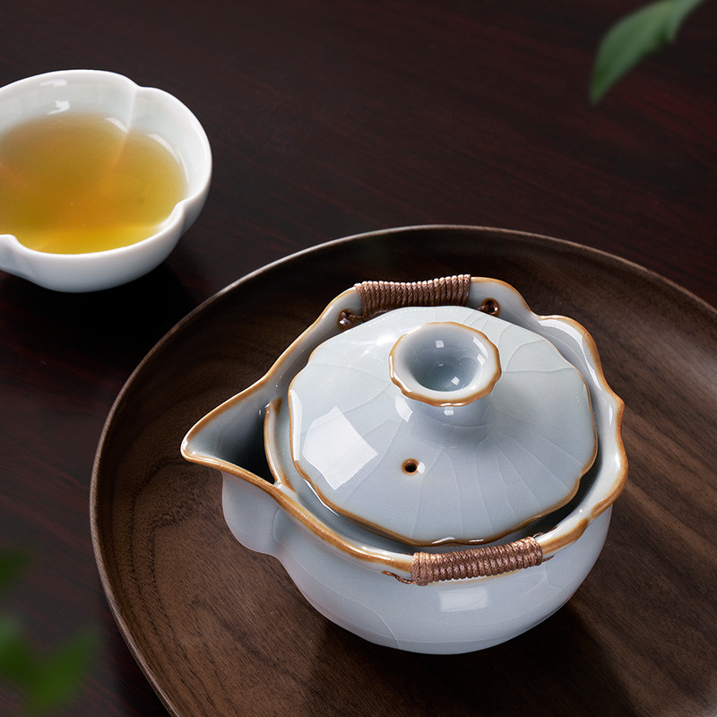 汉唐哥窑盖碗单个高档防烫泡茶茶碗陶瓷手抓壶功夫茶具套装