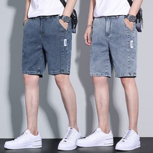 新款 薄款 潮牌中裤 夏季 弹力5分休闲五分宽松直筒 2024男士 牛仔短裤
