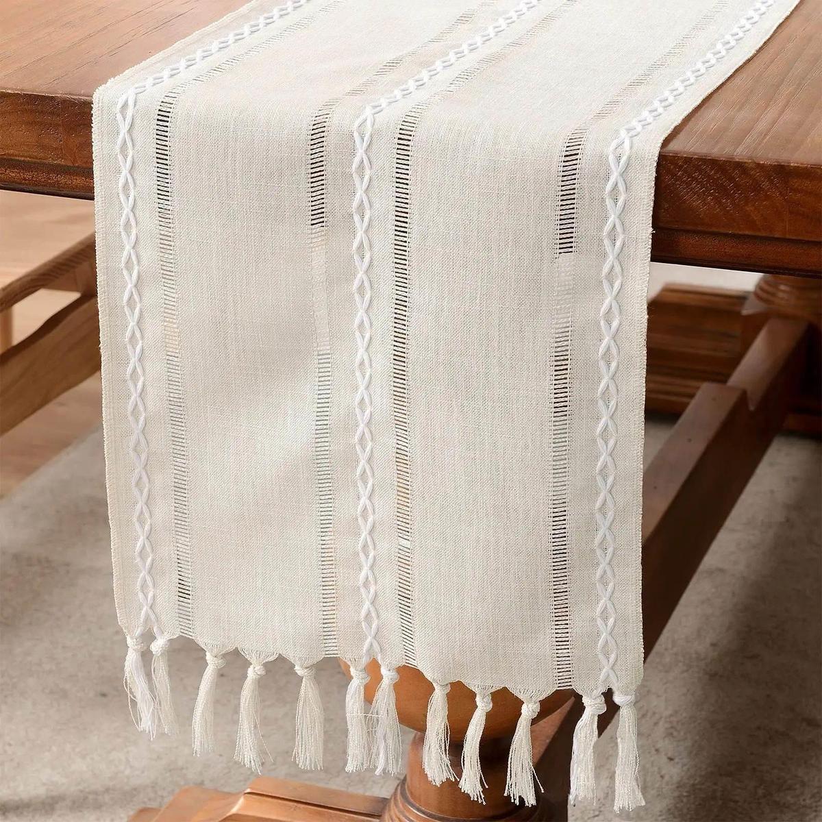 Linen Table Runner Farmhouse Rustic Table Runners with Tasse