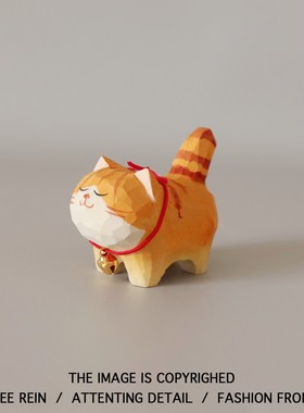 傲娇的胖橘猫！手工木雕小猫咪桌面工位装饰摆件治愈系生日礼物