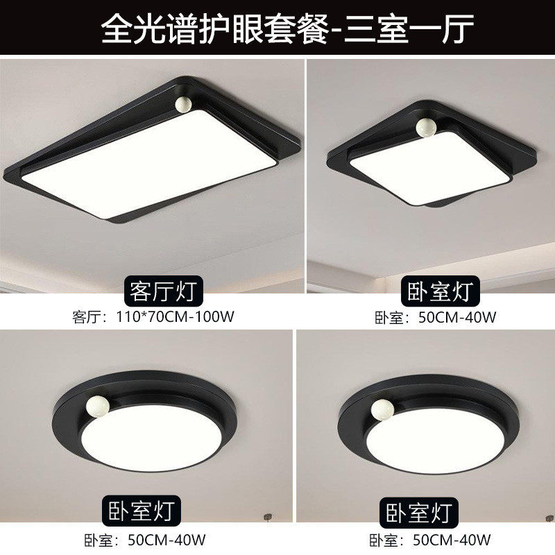 意式极简简约主灯led大气创意吸顶灯客厅黑色高级护眼主卧房间灯