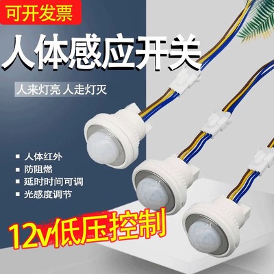 12v红外线人体感应器开关小头嵌暗装探头楼道智能LED灯延时模块