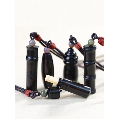 空心黑檀木储物吊坠楞严挂件项链男女药瓶宝宝宠物胎毛发纪念小瓶