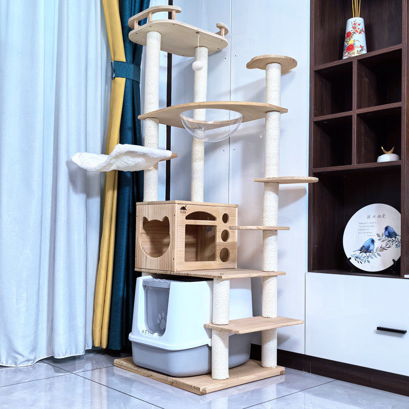 松木全实木大型猫爬架窝一体别墅黄剑麻柱太空舱多层可放猫砂盆柜,宠物/宠物食品及用品,猫爬架,淘宝优惠券,粉丝福利购,淘宝优惠卷