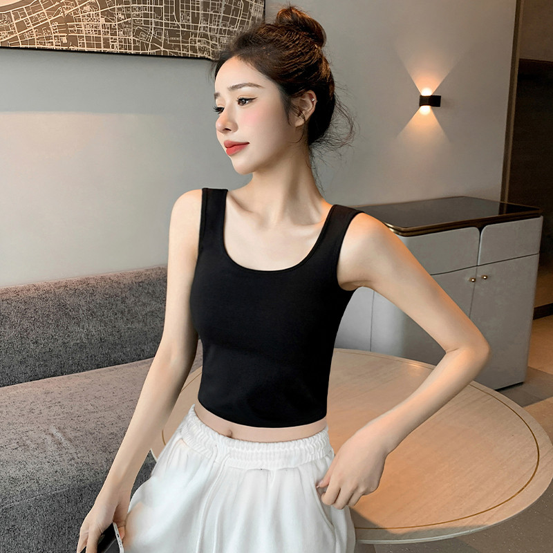现货黑色纯棉小吊带背心女内搭夏外穿2025新款工字遮副乳短款打底