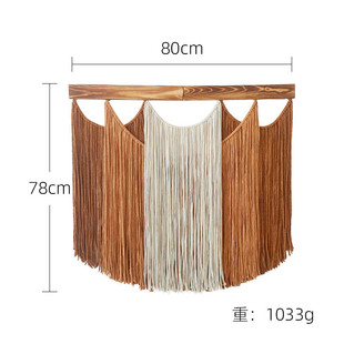 木板流苏挂毯波西米亚手工编织流苏木板挂毯流苏壁挂房间装 饰