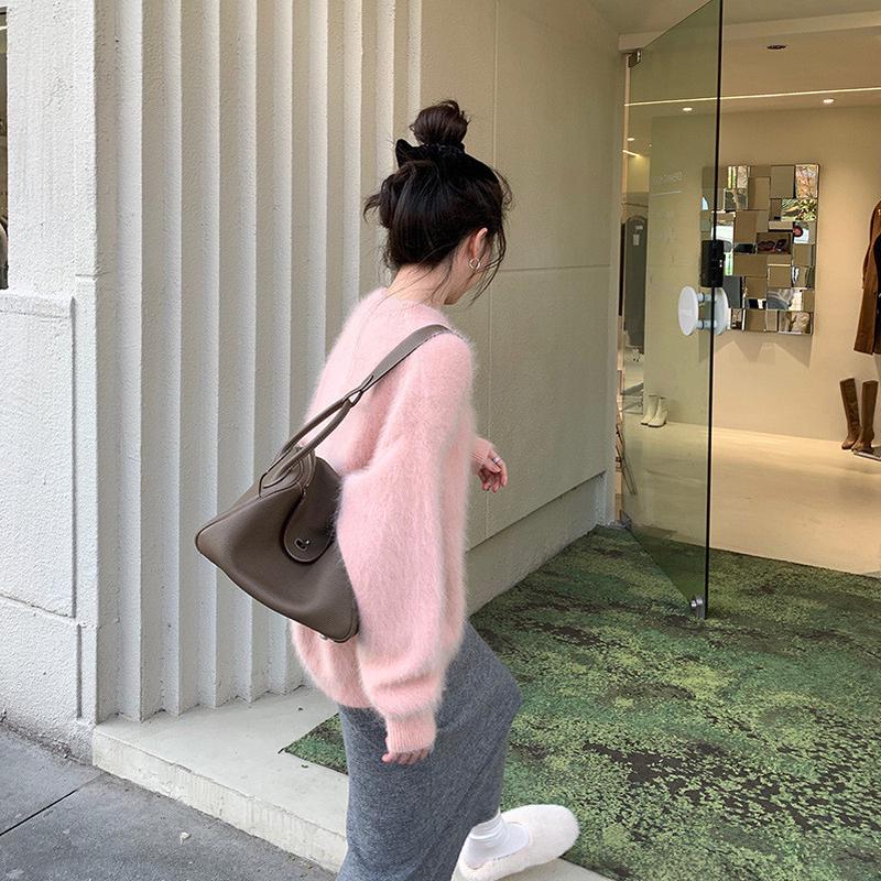 很仙的薄荷绿色针织衫上衣女秋冬季初恋名媛慵懒风马海毛毛衣加厚