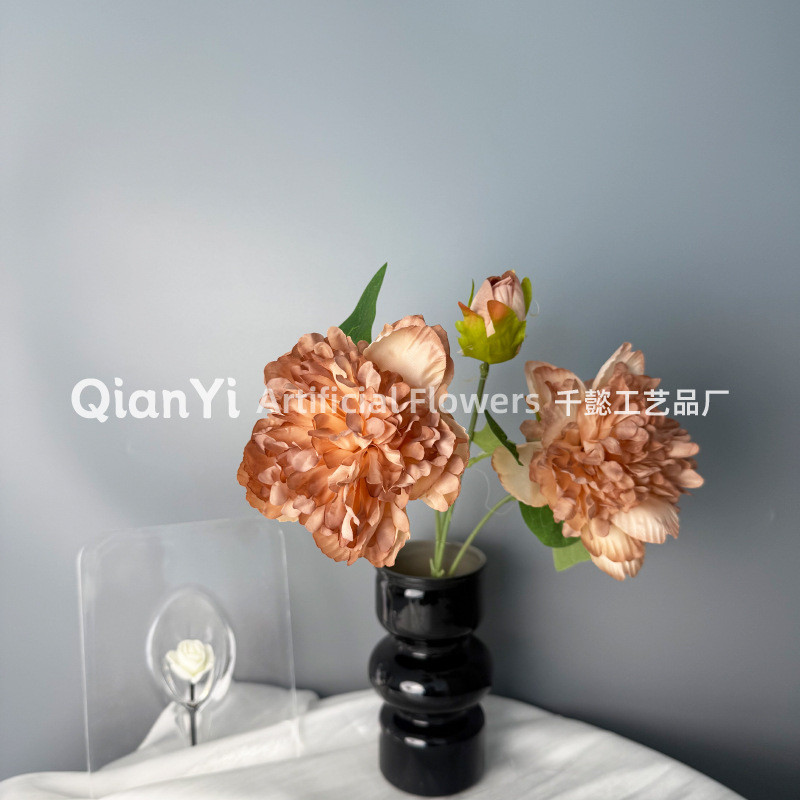 仿真牡丹仿真花束高级感仿真用花假花单朵婚庆牡丹花装饰花批发