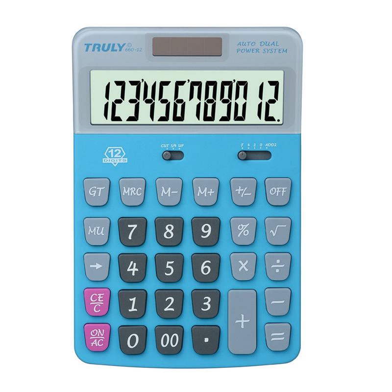 TRULY信利计算器660-12 炫彩亮丽台面财务办公计算机12位数中号太