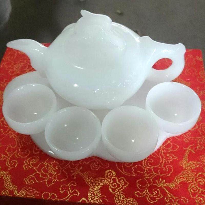 玉器工艺品玉石玉茶具摆件 阿富汗白玉茶具套装阿富汗茶具酒具
