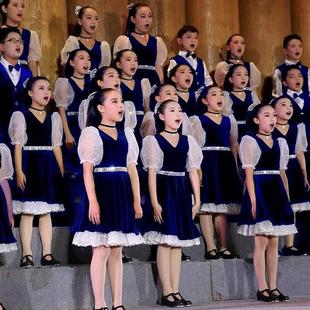 六一儿童唱男蓝中小学生朗诵表演服大唱团服装