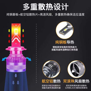 汽车货车强光H1H4H7远近光大灯灯泡配件疝气超亮 万保罗LED改装