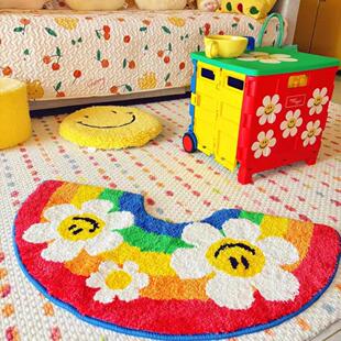 可爱小花苔藓地垫植绒地毯浴室垫卧室地毯欧式客厅地毯床边毯