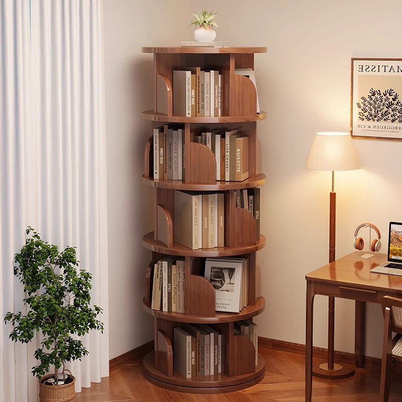 360度实木旋转书架卧室置物架转角架书柜落地儿童阅读书架绘本架