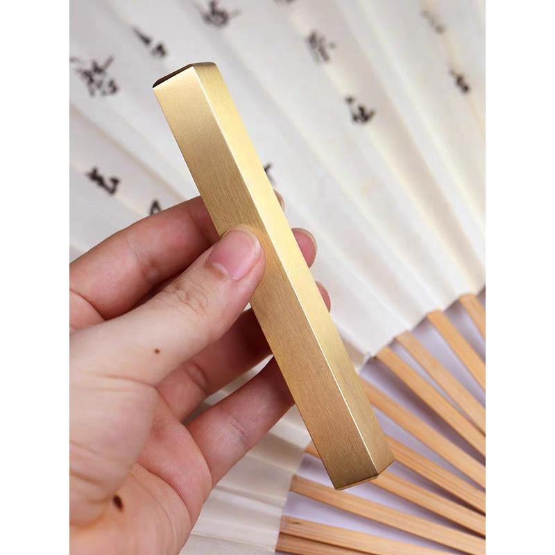 创意日式实心纯铜镇纸多功能黄铜镇尺书法写字压宣纸文房四宝用品