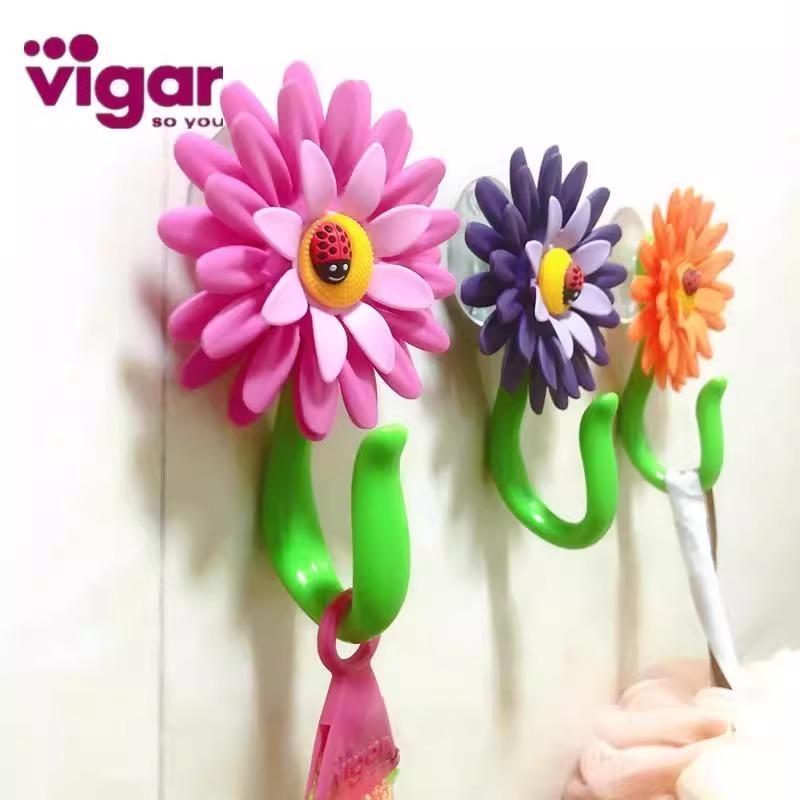 西班牙Vigar挂钩墙面免打孔创意太阳花吸盘粘钩橱柜衣柜壁挂钩