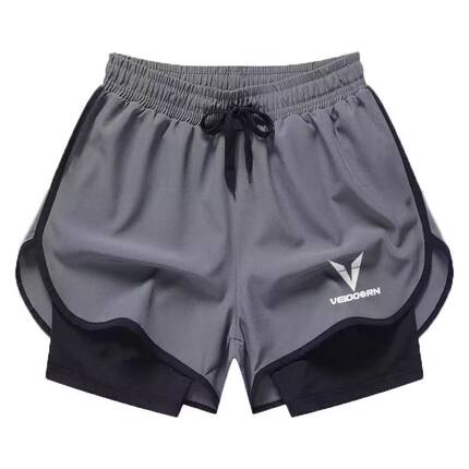 夏季男维动弹力防走光篮球运动短裤内衬跑步5分裤透气裤带假两件