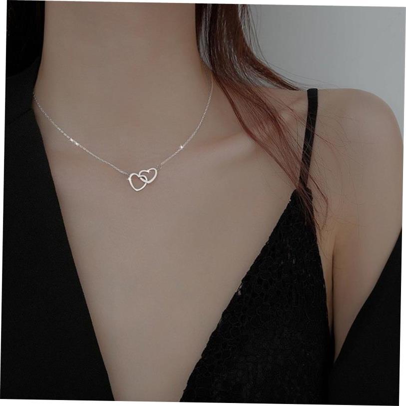 Love double ring necklace female clavicle chain womens