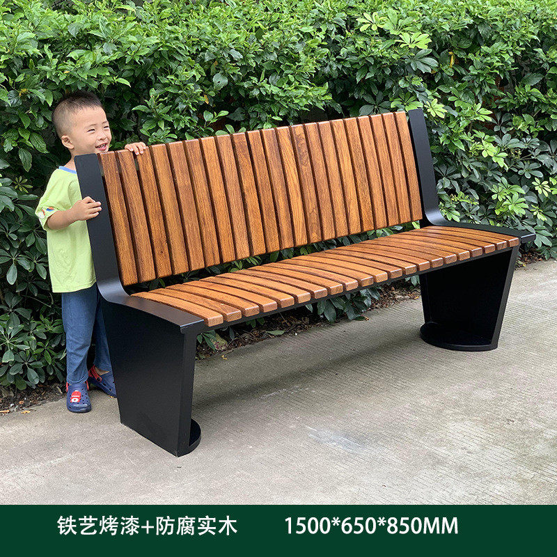 公园长椅防腐木实木长条休闲塑木排椅广场室外坐凳公园椅户外长椅