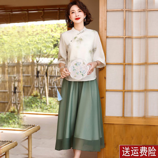 妈妈新中式裙两件套装女2025年夏季新款国风小个子