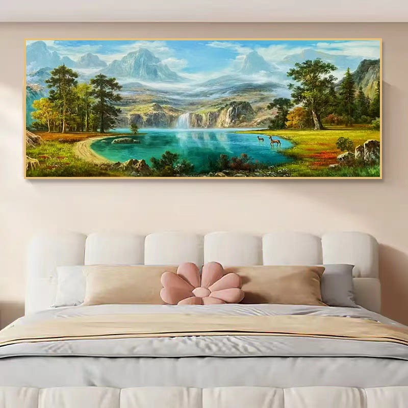 聚宝盆diy数字油画山水风景客厅手绘油画大幅沙发现代简约装饰画