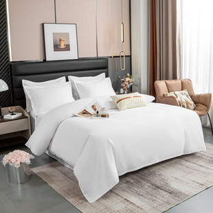 五星级酒店四件套草宾馆民宿布酒店床上用品白色床单被套批发
