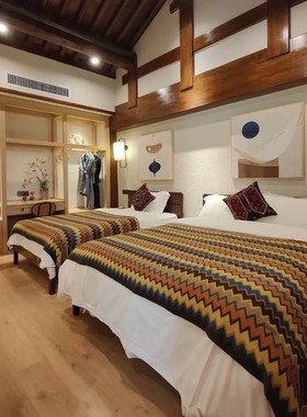 高级感波西米亚民族风床旗床尾巾橙色沙发毯子民宿酒店午睡搭盖毯