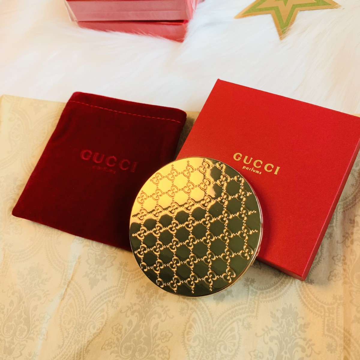 金属花卉伴手礼手持化妆镜锌合金镜折叠便捷式手持镜经典简约补镜