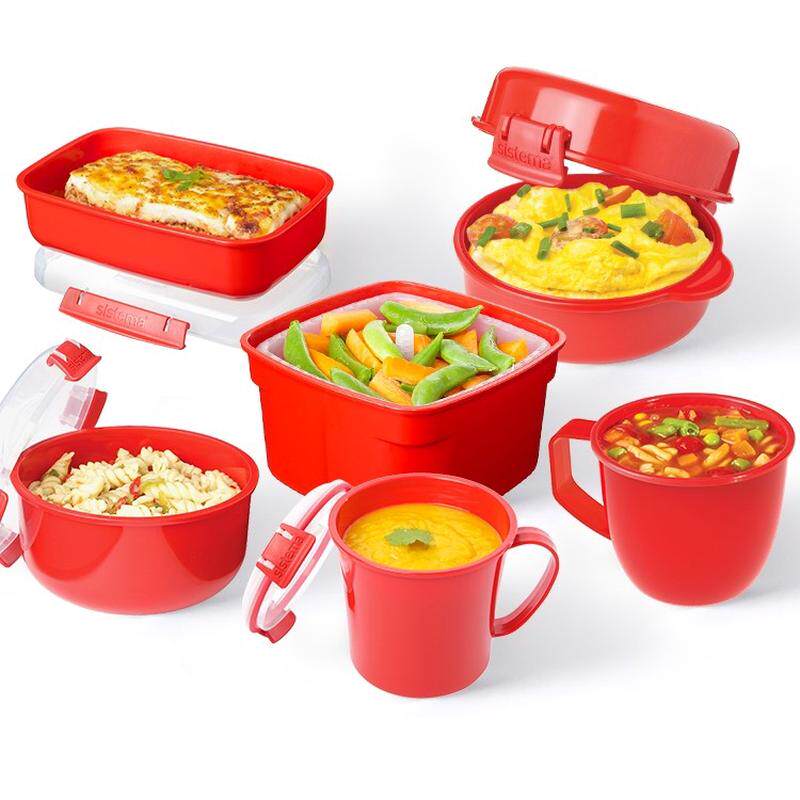 sistema微波炉专用保鲜盒子加热盒饭碗圆形面条碗塑料蒸盒用品具
