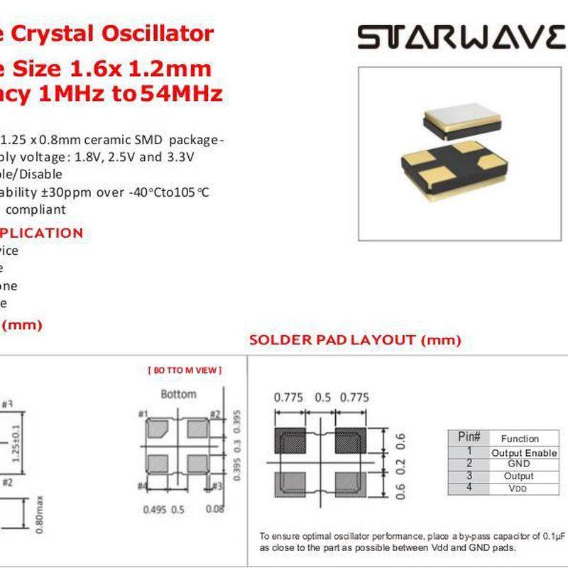 SWOPFEV33E 8.000MHZ 1612  8M 8MHZ 有源晶振 1.6X1.2mm 小尺寸