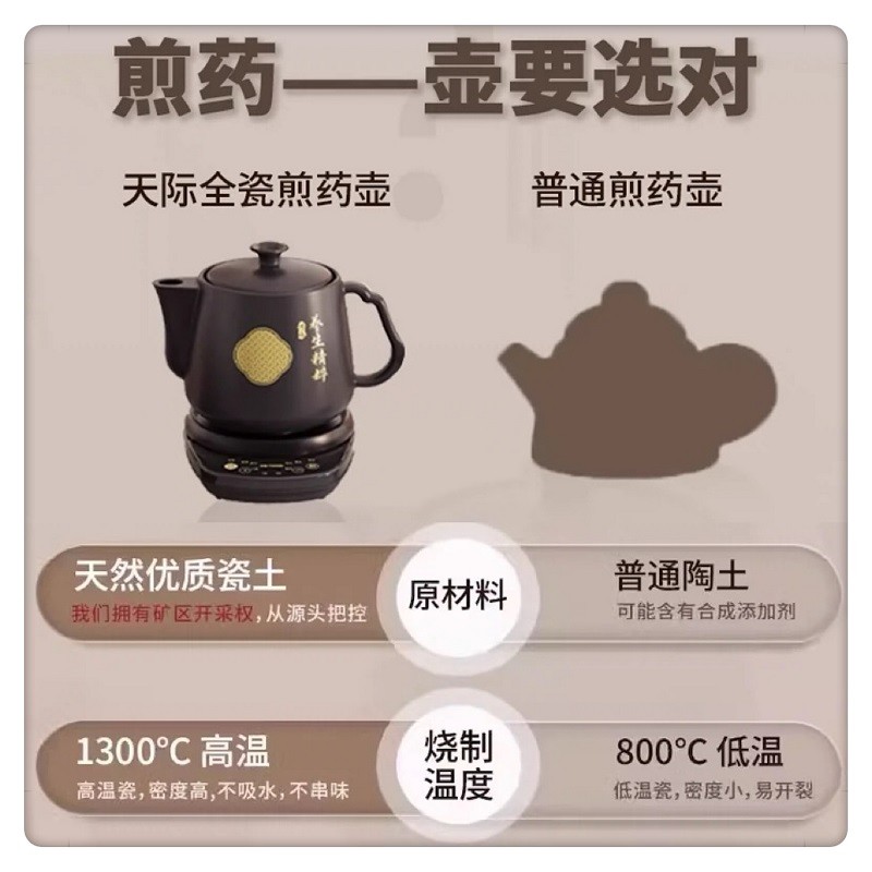天际陶瓷分体中药壶全自动煎熬药罐多功能预约养生煲3-4L独立二煎