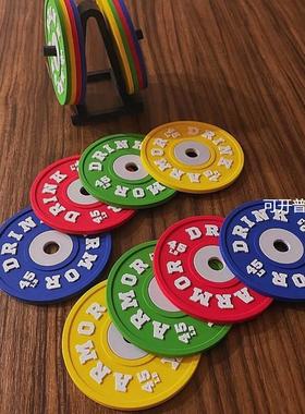 Setof4WeightPlateCoaster防滑硅胶杯垫举重铁饼杯垫