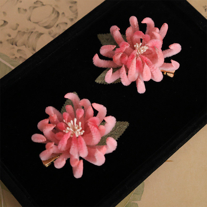 国风非遗仿绒花扭扭棒古风发夹汉服古装妆造写真拍照花朵配饰发饰