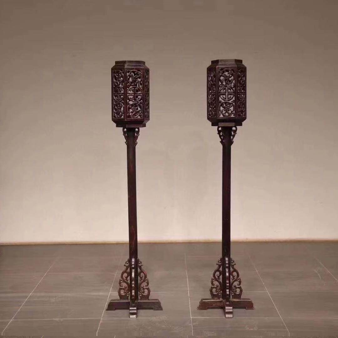 中式落地灯禅意古典复古实木制新中式仿古落地灯立式中国风宫灯