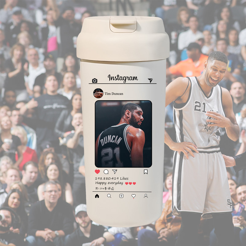蒂姆邓肯Duncan同款周边喝水杯创意篮球礼物不锈钢咖啡保温杯NBA