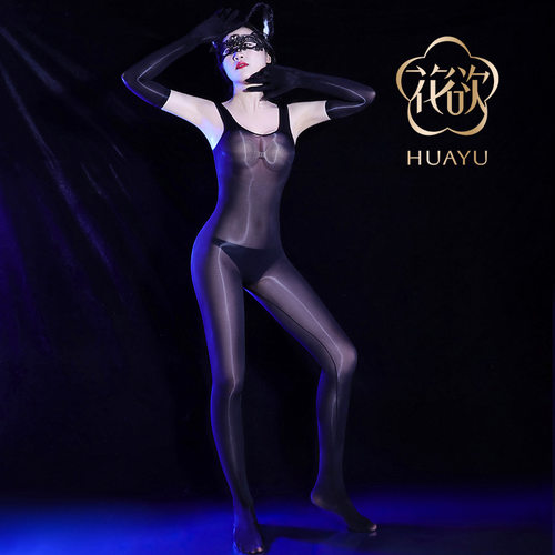 连体衣油亮性感五指手套装男女款