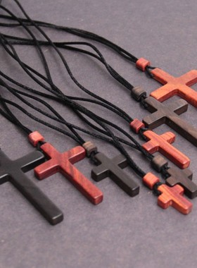 红檀十字架吊坠项链天然个性挂件