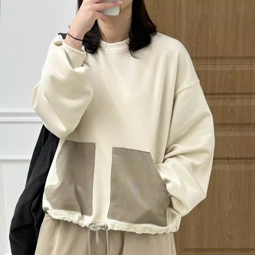 韩国宽松贴布套头卫衣女