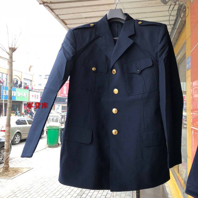 库存正品87老式藏青小西领春秋服军迷老兵服乐队演出服毛料凡立丁