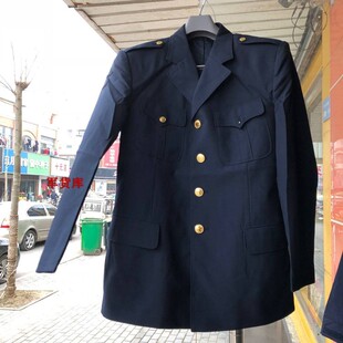 库存正品87老式藏青小西领春秋服军迷老兵服乐队演出服毛料凡立丁