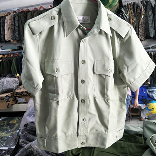 全新老式豆绿色夹克衬衣夏季速干短袖户外休闲收腰型男士衬衫透气
