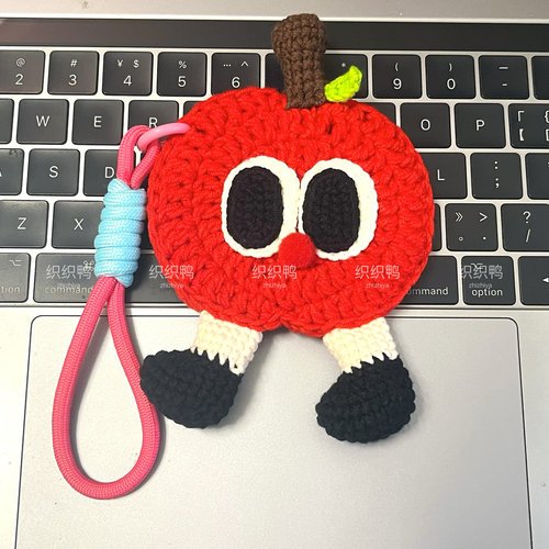圣诞苹果耳机包钩织零钱包手工diy材料包及成品圣诞礼物