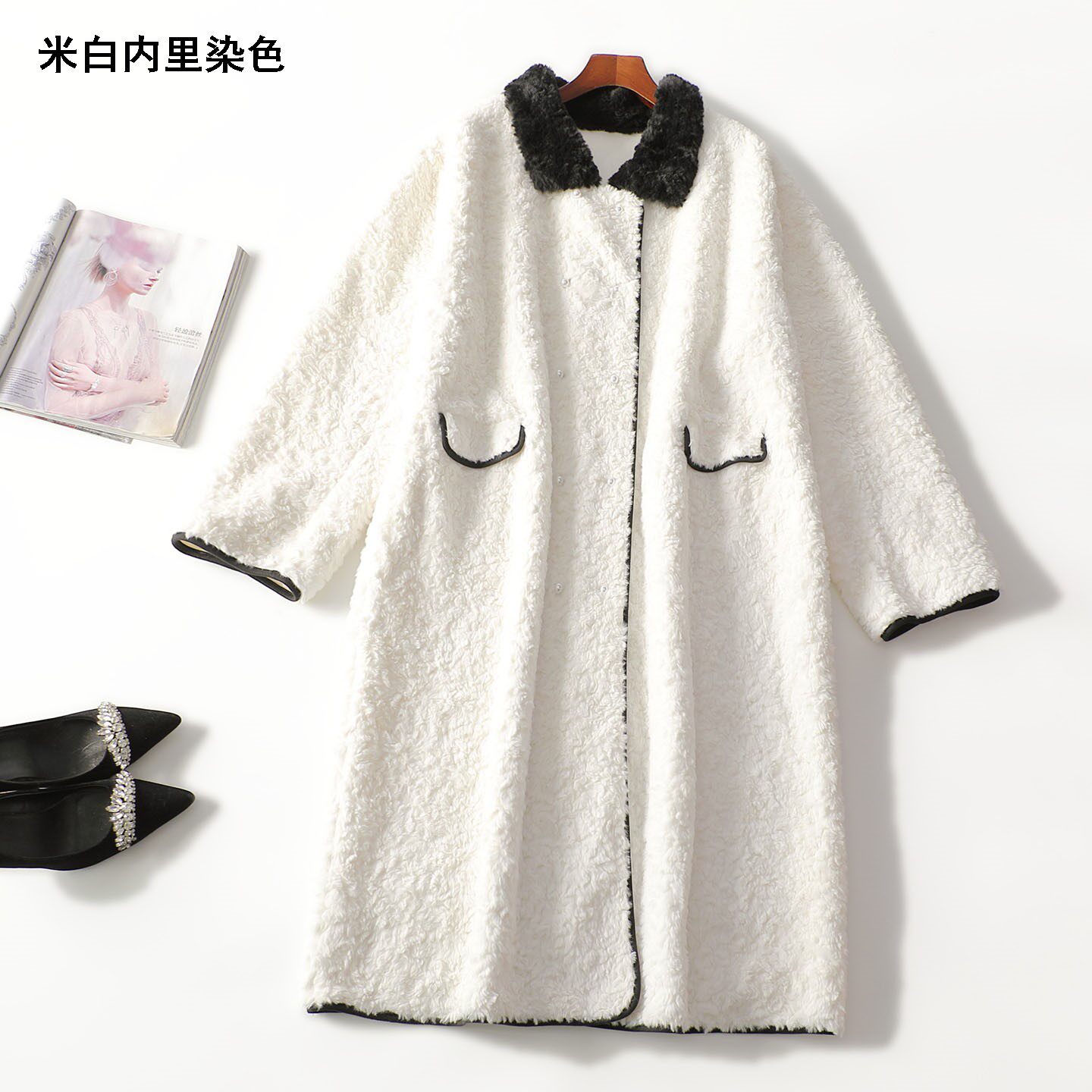 413330 冬外套 女加长款长袖单排扣.3XL