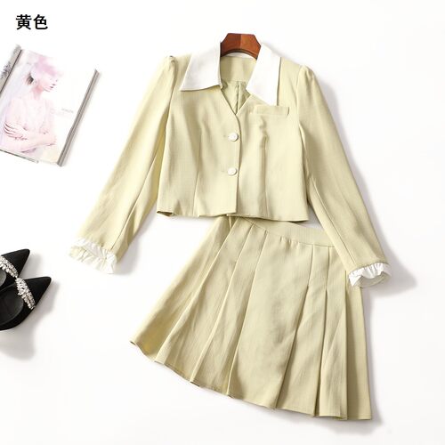 248561 春外套半身裙套装 女短款长袖单排扣.M.L.XL