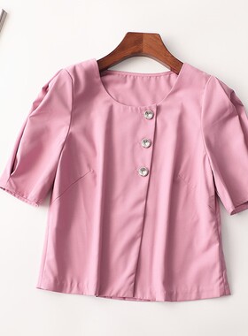 243140 夏上衣 深圳女短款五分袖圆领