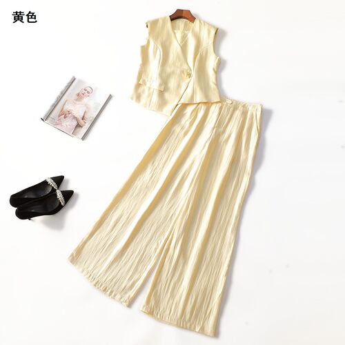 414157 夏马夹裤子套装 女长款无袖暗扣.XL.2XL.M