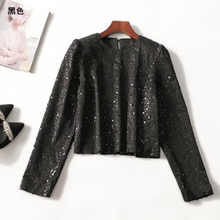 412817 秋上衣 深圳女短款长袖套头