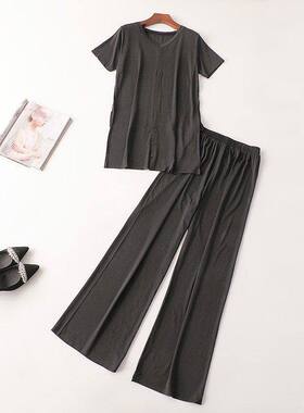 242817 夏莫代尔T恤裤子套装 深圳女长款短袖圆领清仓