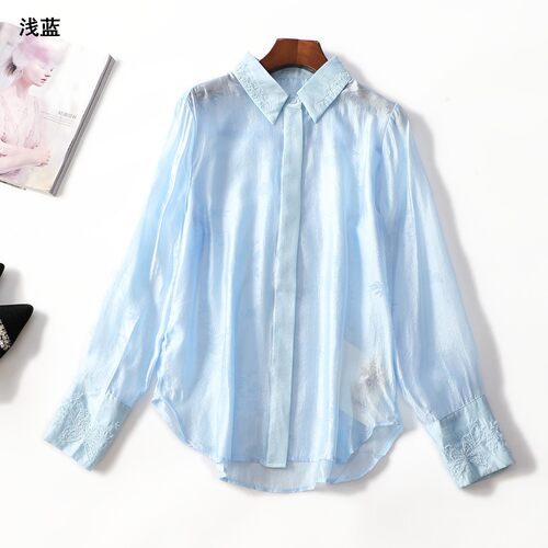 248955 春衬衫 女中长款长袖单排扣.M.L.XL